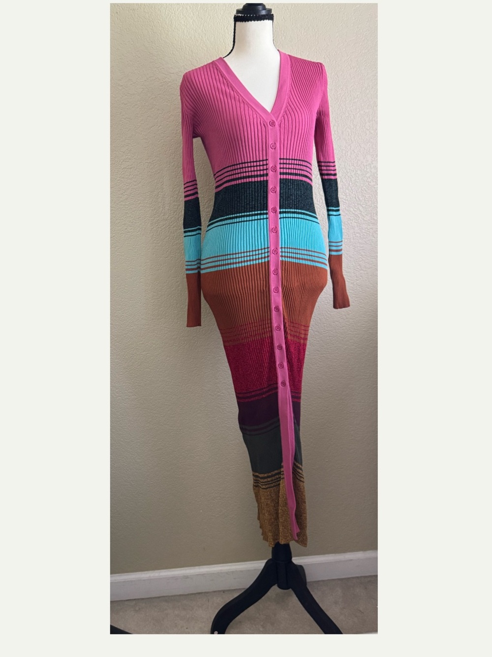 Staud Staud Shoko Ribbed V-Neck Knit Top Large View 4